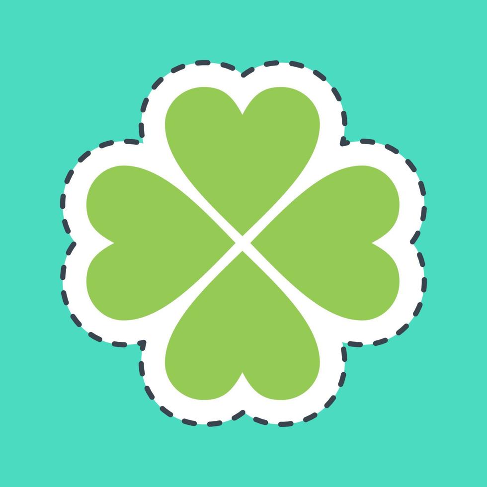 Sticker line cut four leaf clover. St. Patrick's Day celebration elements. Good for prints, posters, logo, party decoration, greeting card, etc. vector