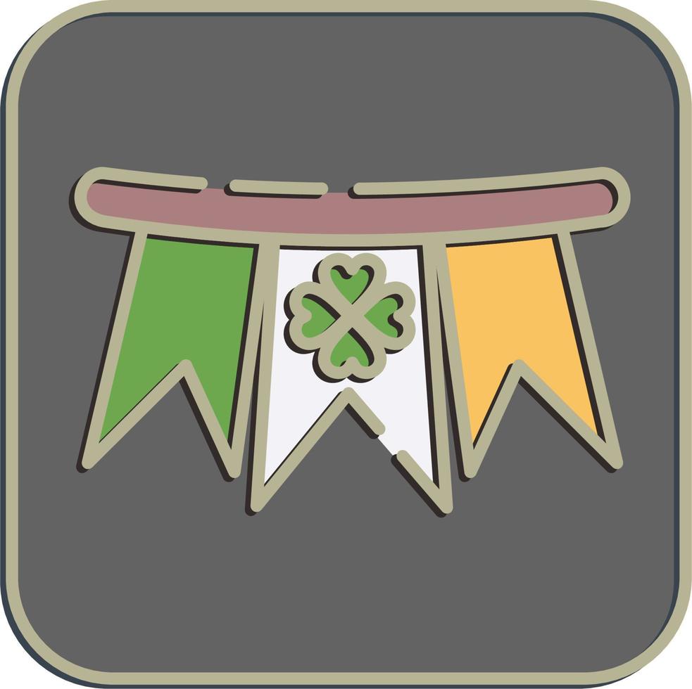 Icon bunting with clover. St. Patrick's Day celebration elements. Icons in embossed style. Good for prints, posters, logo, party decoration, greeting card, etc. vector