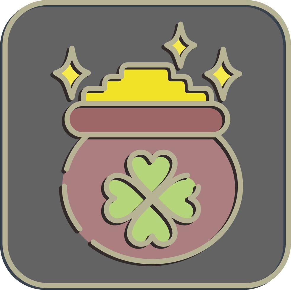 Icon gold pot coin. St. Patrick's Day celebration elements. Icons in embossed style. Good for prints, posters, logo, party decoration, greeting card, etc. vector