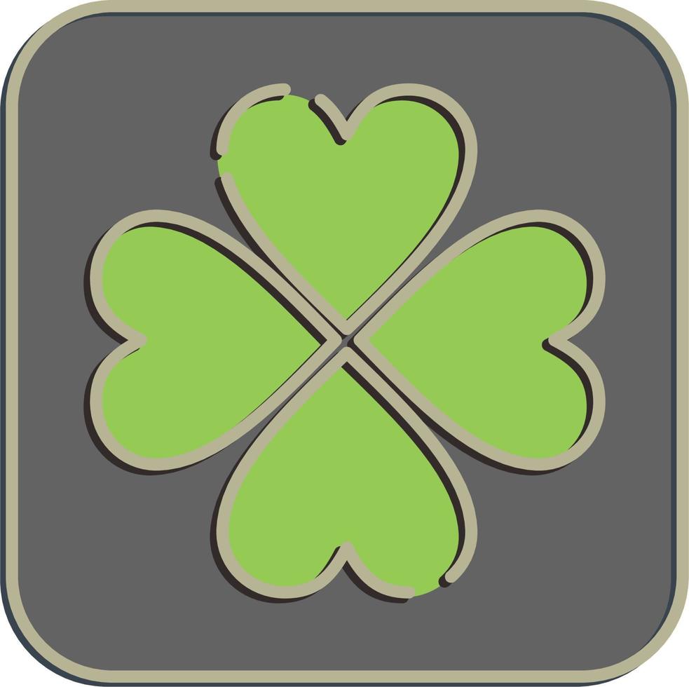 Icon four leaf clover. St. Patrick's Day celebration elements. Icons in embossed style. Good for prints, posters, logo, party decoration, greeting card, etc. vector