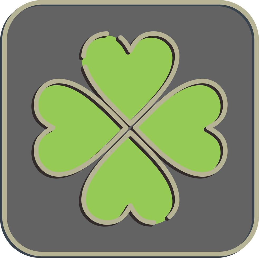 Icon four leaf clover. St. Patrick's Day celebration elements. Icons in embossed style. Good for prints, posters, logo, party decoration, greeting card, etc. vector