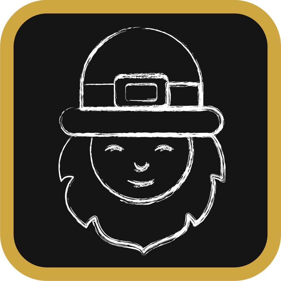 Icon leprechaun. St. Patrick's Day celebration elements. Icons in chalk style. Good for prints, posters, logo, party decoration, greeting card, etc. vector