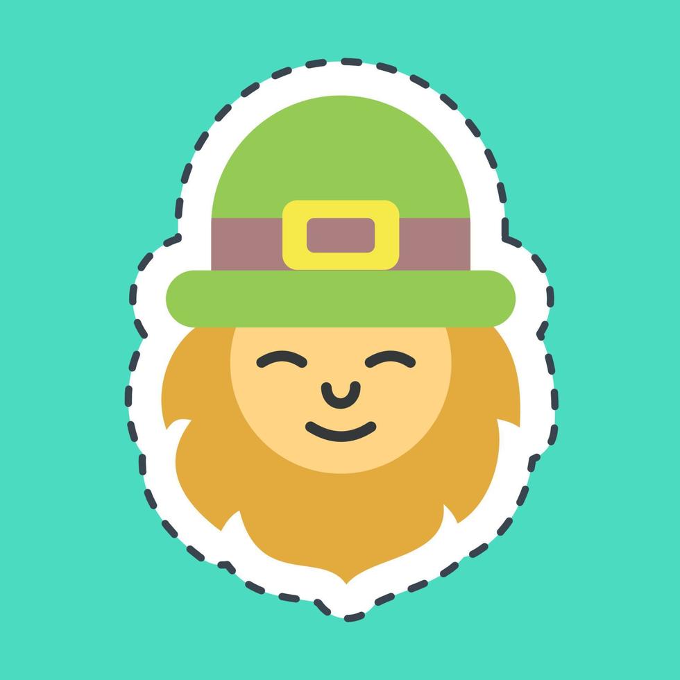 Sticker line cut leprechaun. St. Patrick's Day celebration elements. Good for prints, posters, logo, party decoration, greeting card, etc. vector