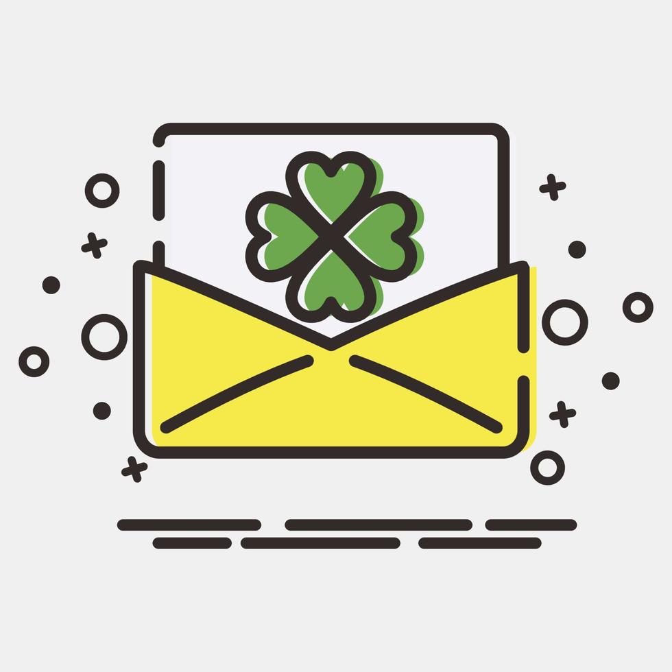 Icon St patrick's greeting card. St. Patrick's Day celebration elements. Icons in MBE style. Good for prints, posters, logo, party decoration, greeting card, etc. vector