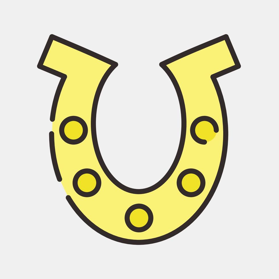 Icon horse shoe. St. Patrick's Day celebration elements. Icons in filled line style. Good for prints, posters, logo, party decoration, greeting card, etc. vector