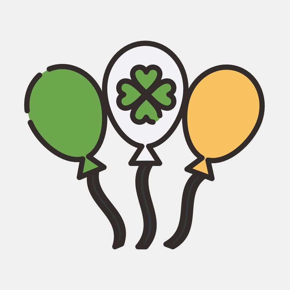 Icon balloons. St. Patrick's Day celebration elements. Icons in filled line style. Good for prints, posters, logo, party decoration, greeting card, etc. vector