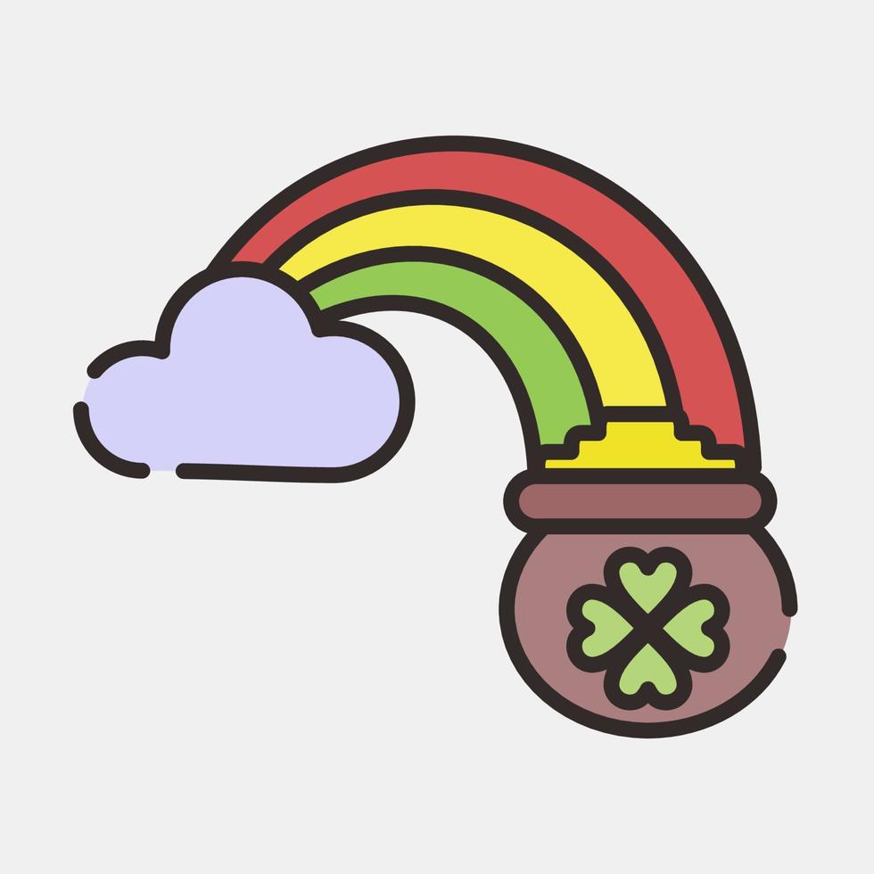 Icon St patrick's rainbow. St. Patrick's Day celebration elements. Icons in filled line style. Good for prints, posters, logo, party decoration, greeting card, etc. vector