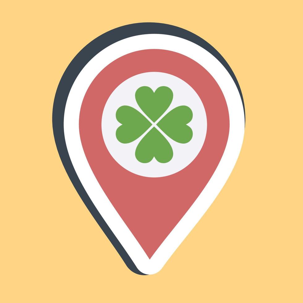 Sticker location pin with clover. St. Patrick's Day celebration elements. Good for prints, posters, logo, party decoration, greeting card, etc. vector