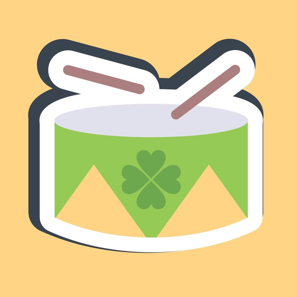 Sticker drum with clover. St. Patrick's Day celebration elements. Good for prints, posters, logo, party decoration, greeting card, etc. vector