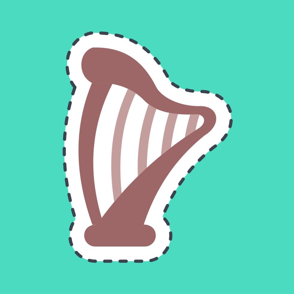Sticker line cut harp. St. Patrick's Day celebration elements. Good for prints, posters, logo, party decoration, greeting card, etc. vector