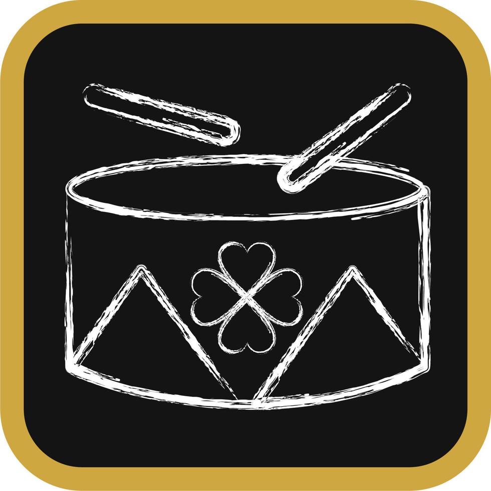 Icon drum with clover. St. Patrick's Day celebration elements. Icons in chalk style. Good for prints, posters, logo, party decoration, greeting card, etc. vector