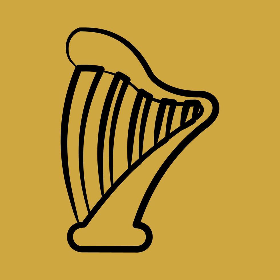 Icon harp. St. Patrick's Day celebration elements. Icons in hand drawn style. Good for prints, posters, logo, party decoration, greeting card, etc. vector