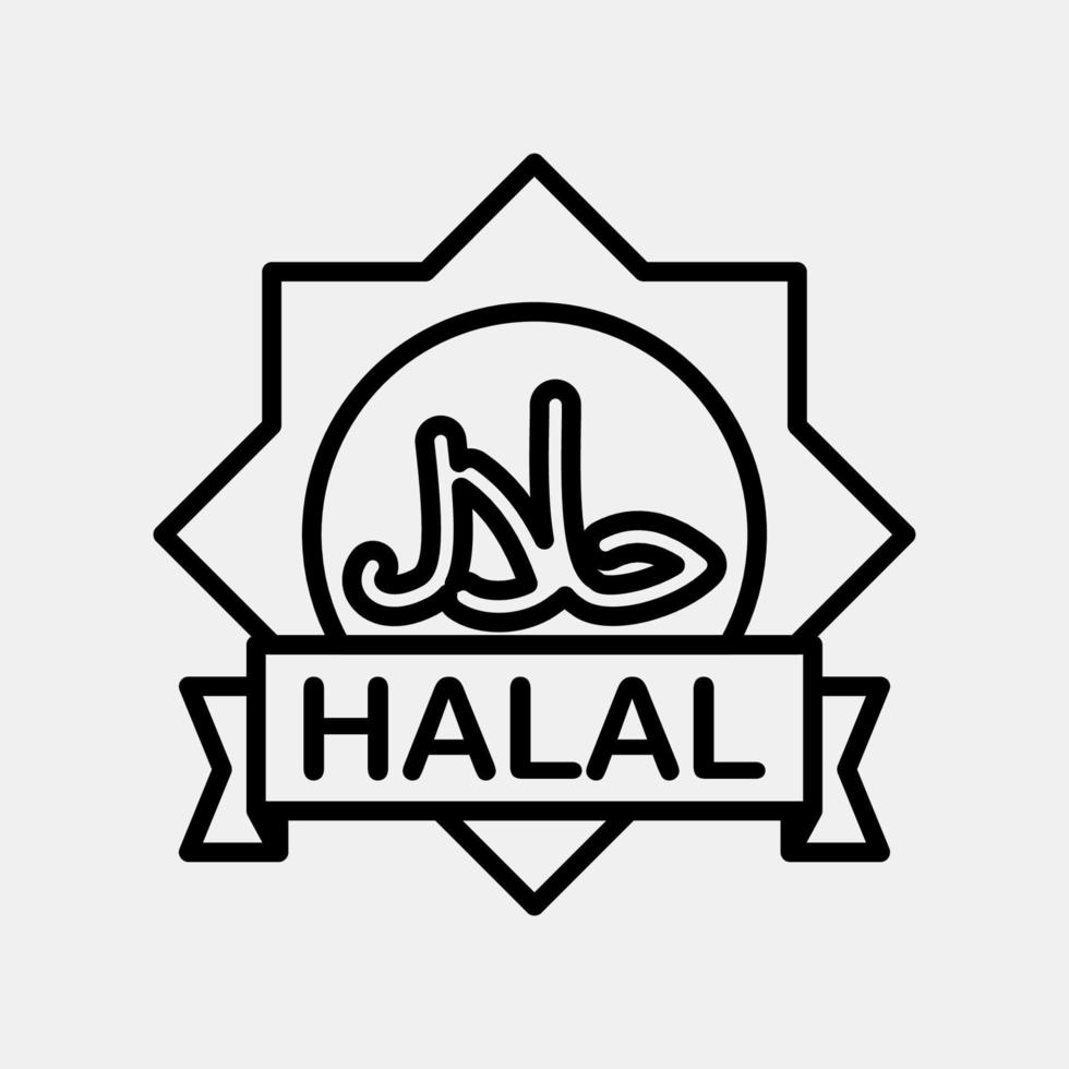 Icon halal. Islamic elements of Ramadhan, Eid Al Fitr, Eid Al Adha. Icons in line style. Good for prints, posters, logo, decoration, greeting card, etc. vector