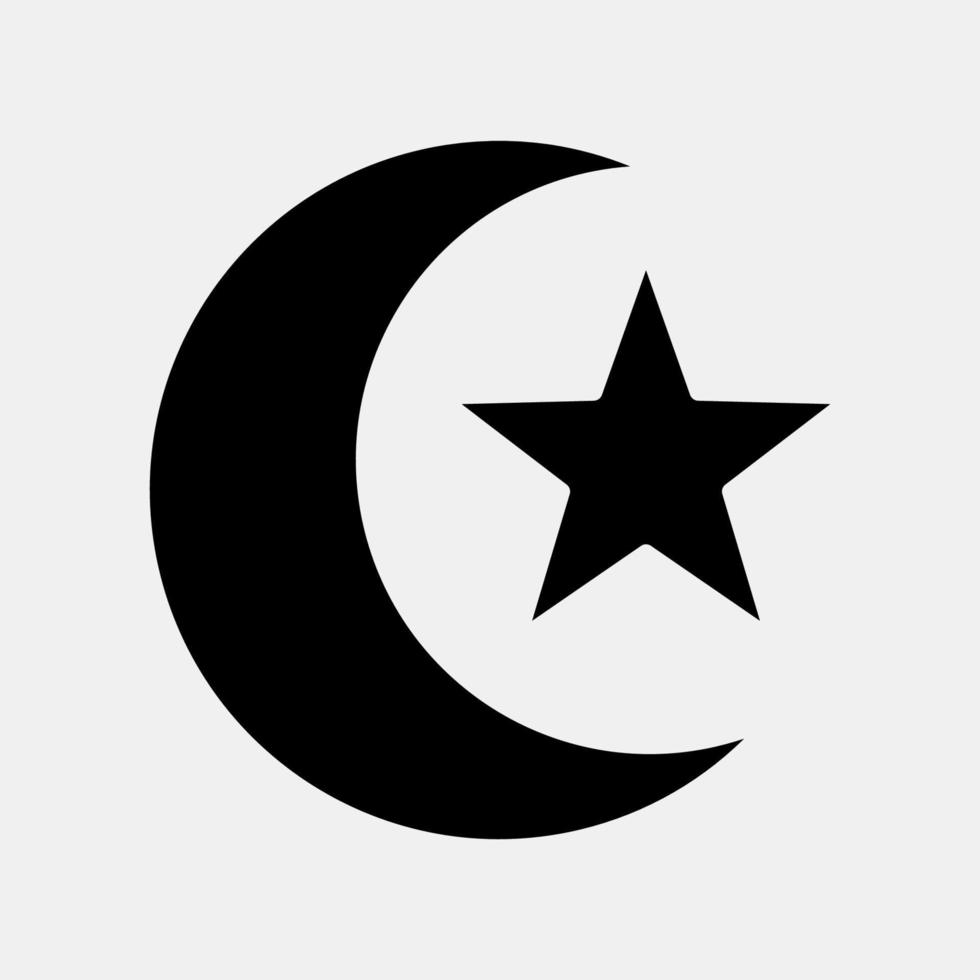 Icon moon and star. Islamic elements of Ramadhan, Eid Al Fitr, Eid Al Adha. Icons in glyph style. Good for prints, posters, logo, decoration, greeting card, etc. vector