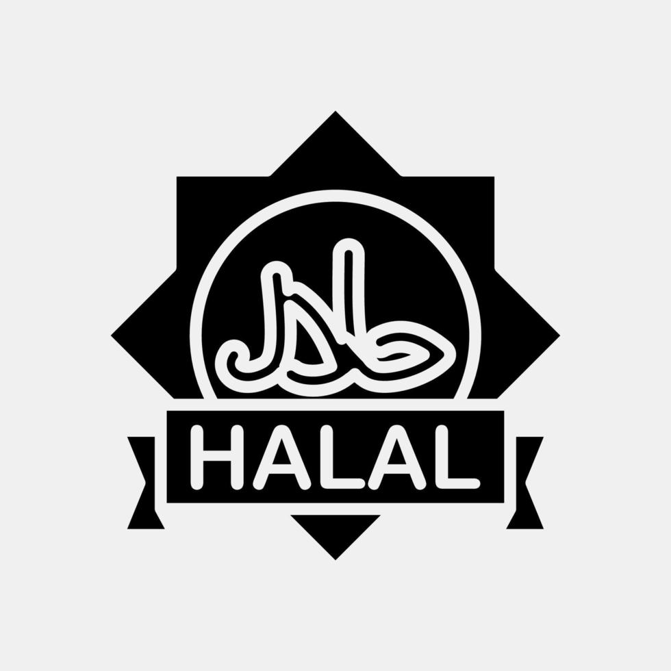 Icon halal. Islamic elements of Ramadhan, Eid Al Fitr, Eid Al Adha. Icons in glyph style. Good for prints, posters, logo, decoration, greeting card, etc. vector