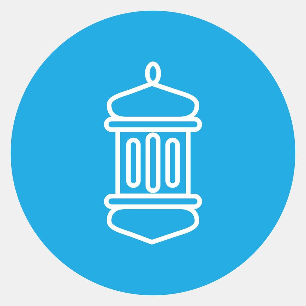 Icon islamic lantern. Islamic elements of Ramadhan, Eid Al Fitr, Eid Al Adha. Icons in blue style. Good for prints, posters, logo, decoration, greeting card, etc. vector
