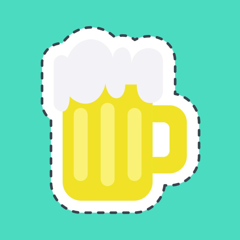 Sticker line cut beer. St. Patrick's Day celebration elements. Good for prints, posters, logo, party decoration, greeting card, etc. vector
