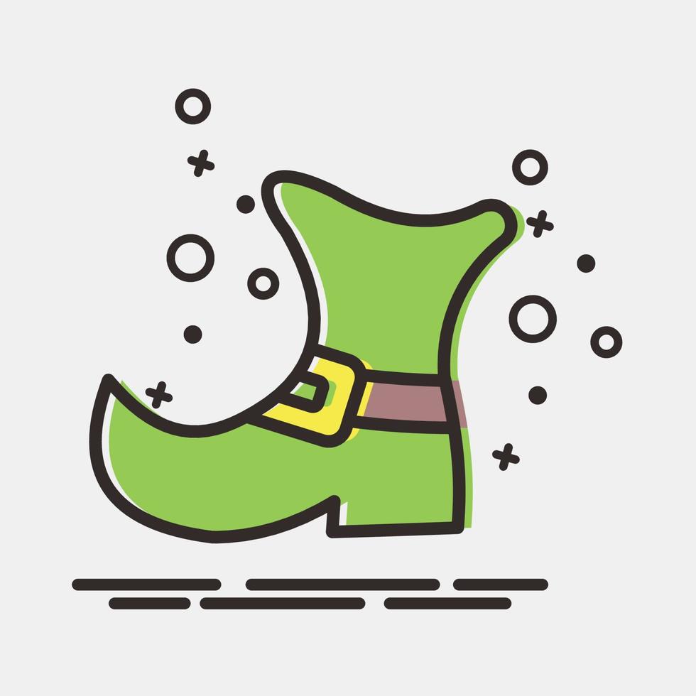 Icon leprechaun shoes. St. Patrick's Day celebration elements. Icons in MBE style. Good for prints, posters, logo, party decoration, greeting card, etc. vector