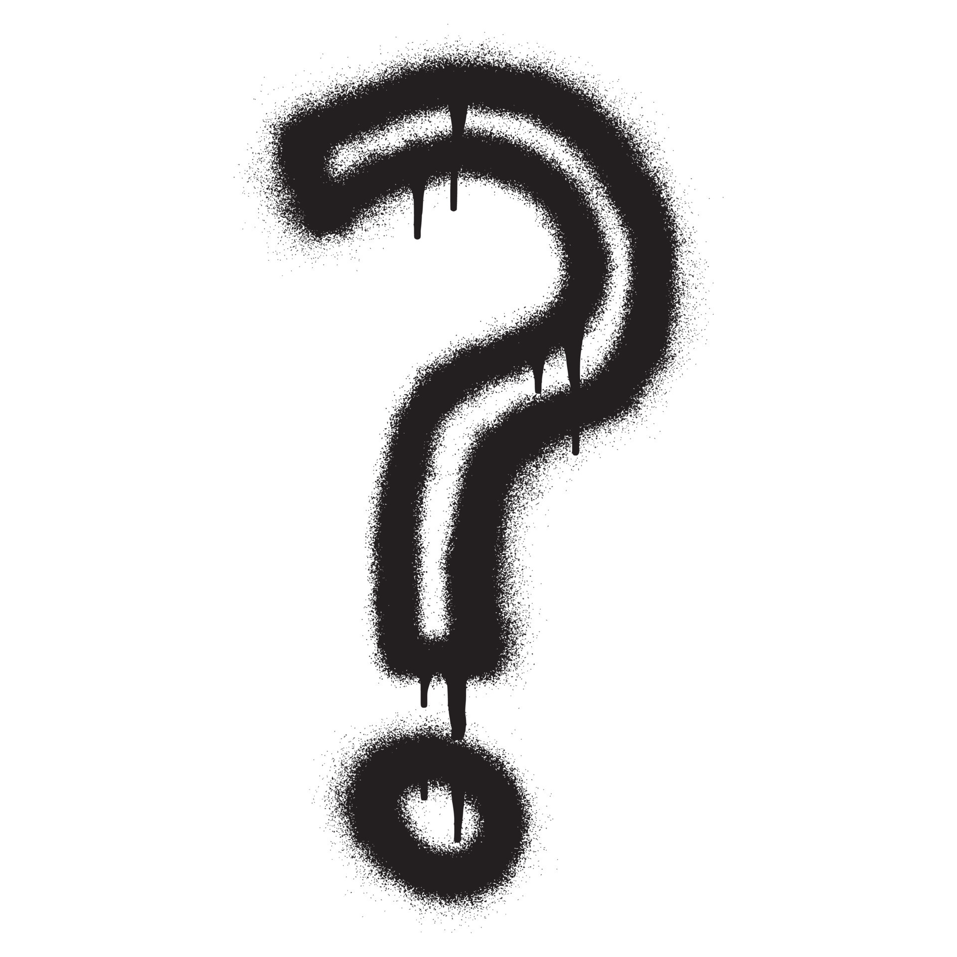 Question mark icon with black spray paint. Vector illustration