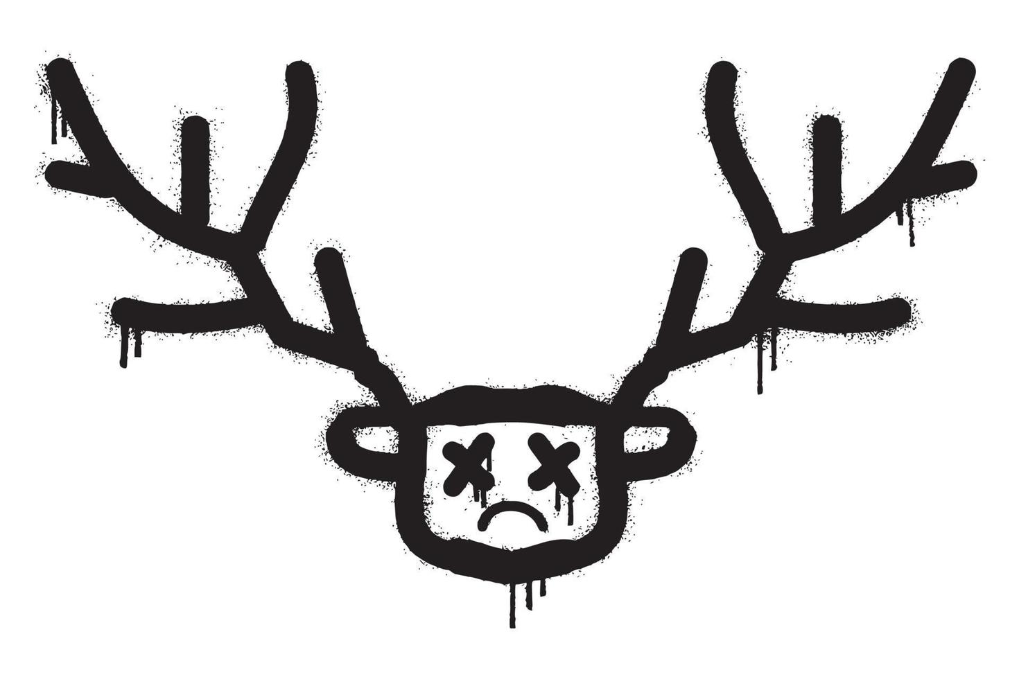 grafiti ciervo cabeza con negro rociar pintar vector