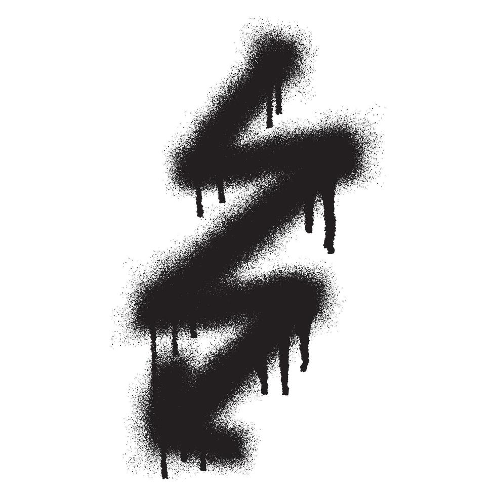 Graffiti high voltage electric lightning bolt icon with black spray paint over white. Vector illustration.