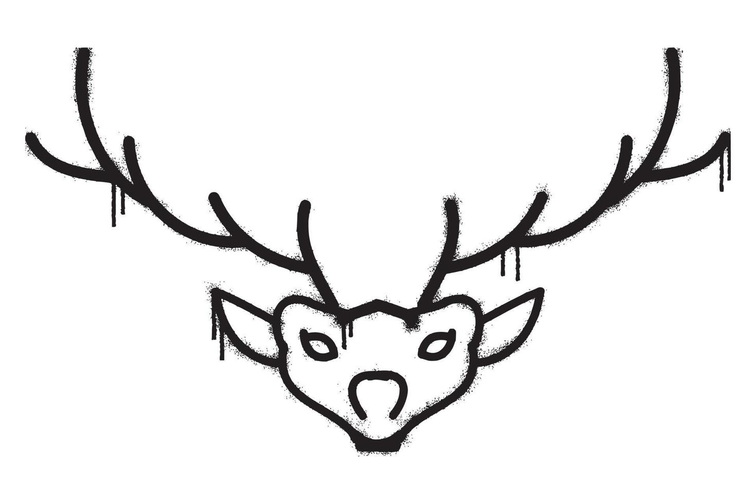 Grafffiti deer head  with black spray paint vector