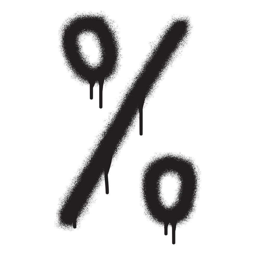 Percentage symbol graffiti with black spray paint. vector illustration