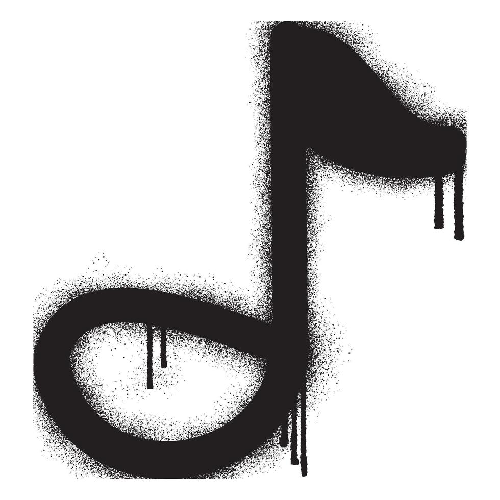 Graffiti Note music icon with black spray paint. Vector illustration.