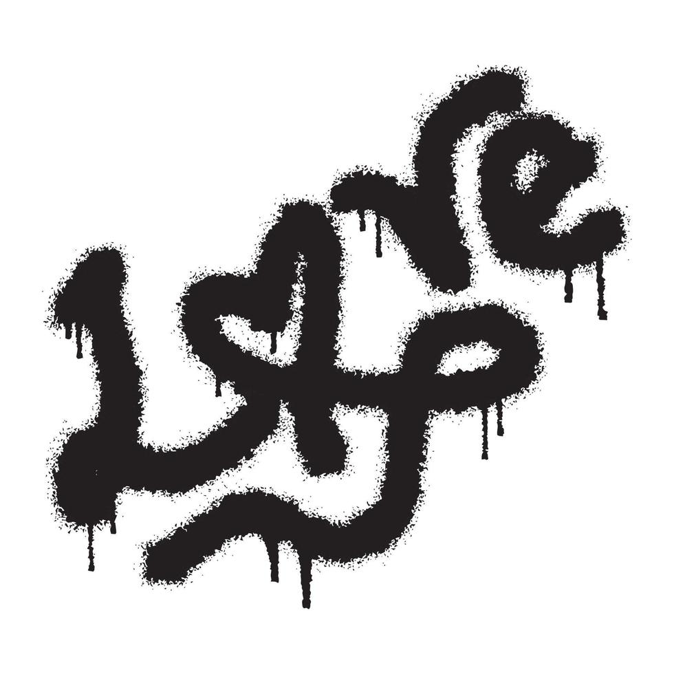 Graffiti love word with black spray paint. Vector illustration