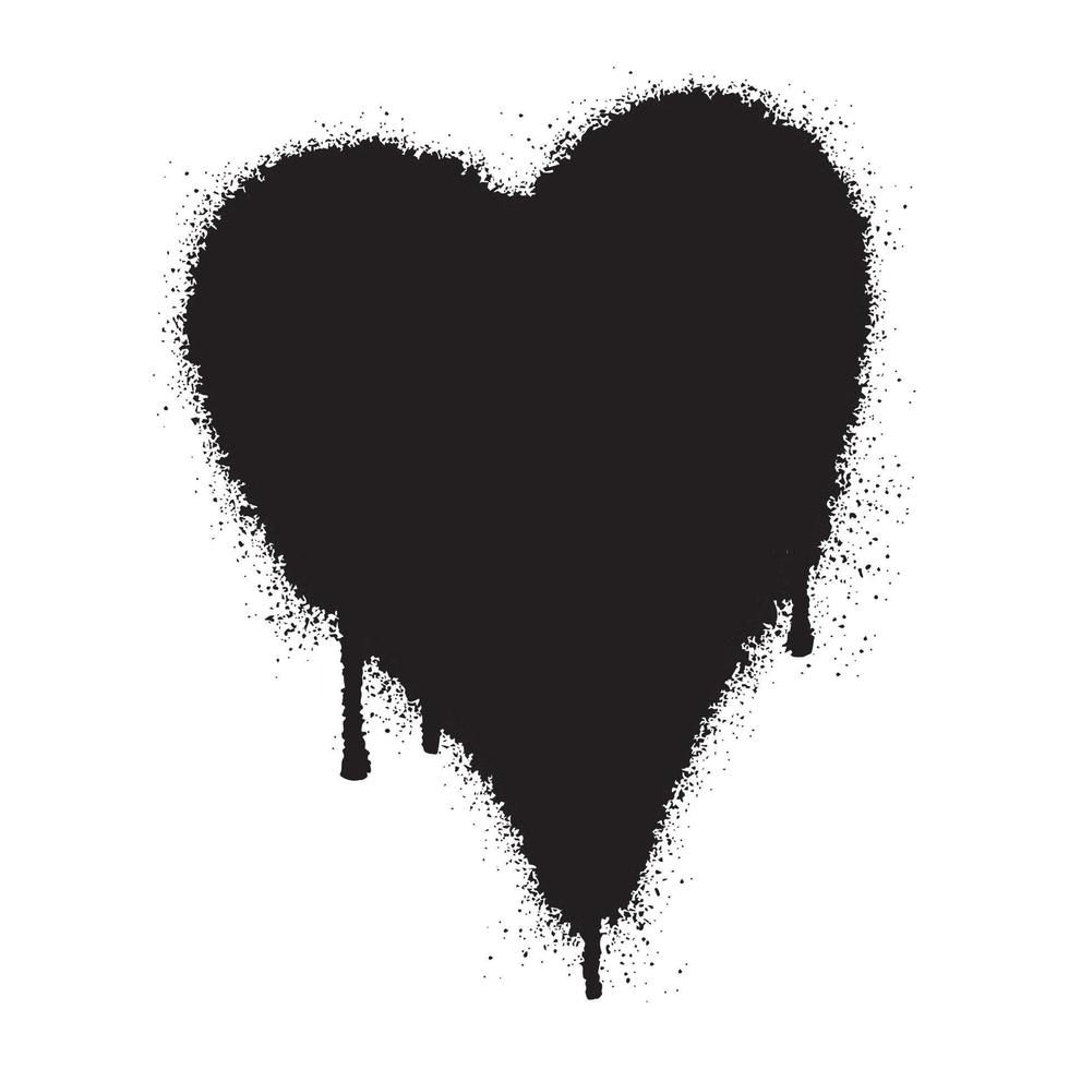 Graffiti heart icon with black spray paint vector
