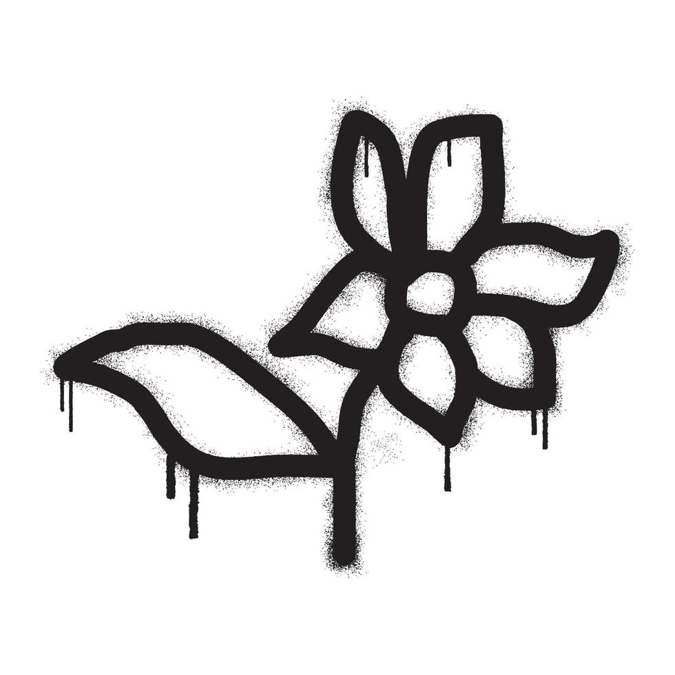 Graffiti sunflower with black spray paint vector