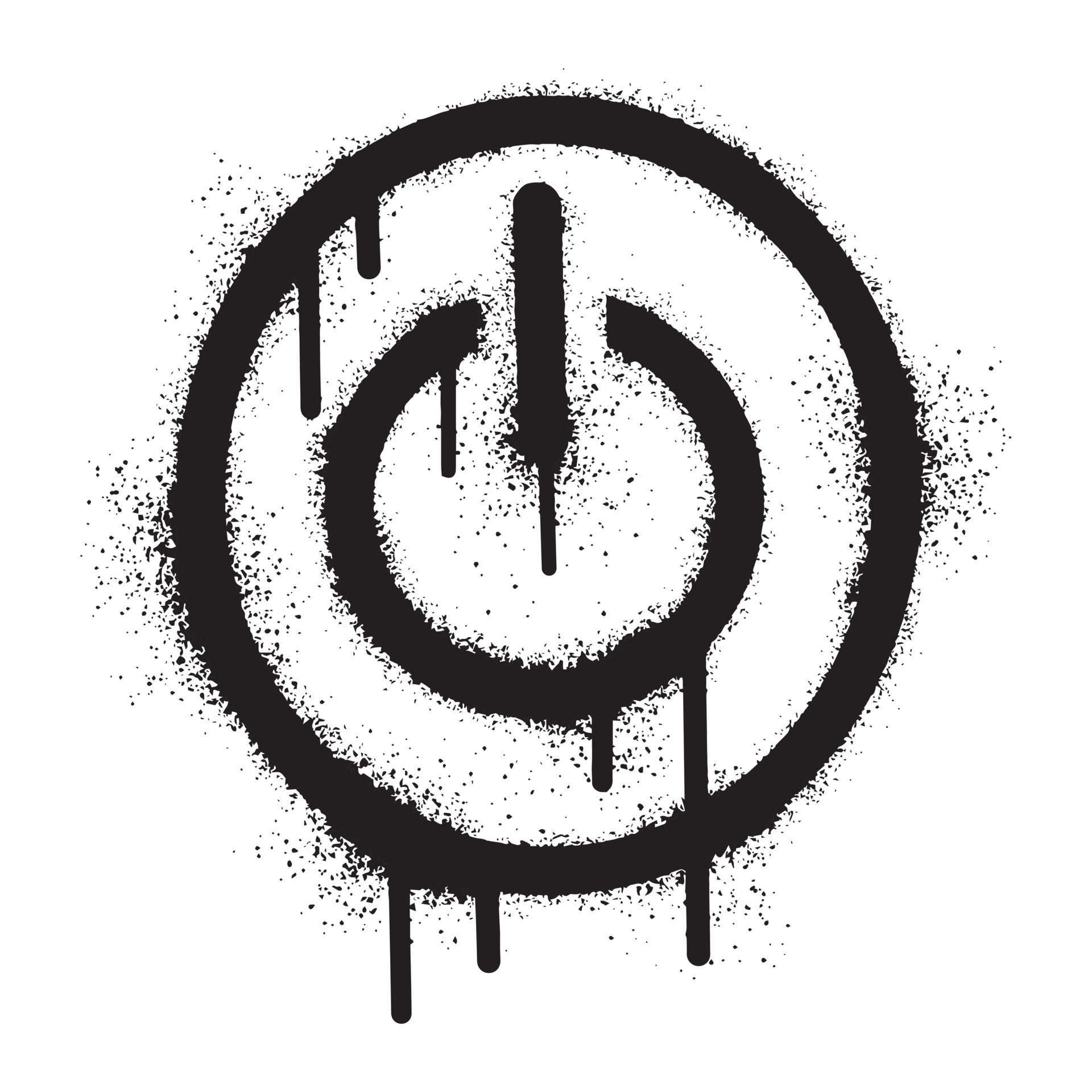 Graffiti onoff button icon with black spray paint. Vector illustration