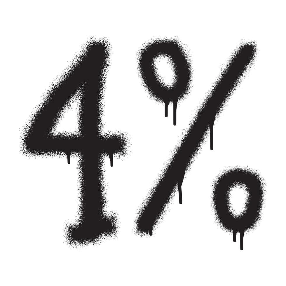 4 percent with black spray paint. Vector illustration.