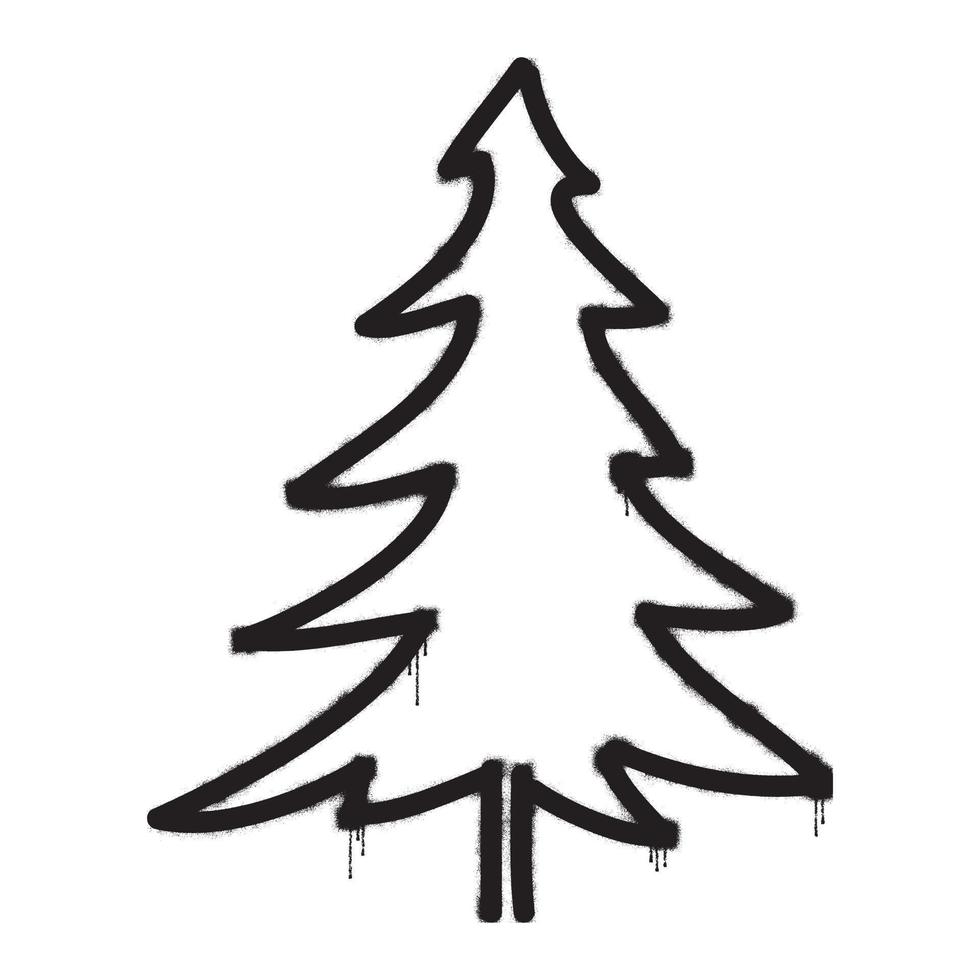 Stencil graffiti spruce tree with  black spray paint vector