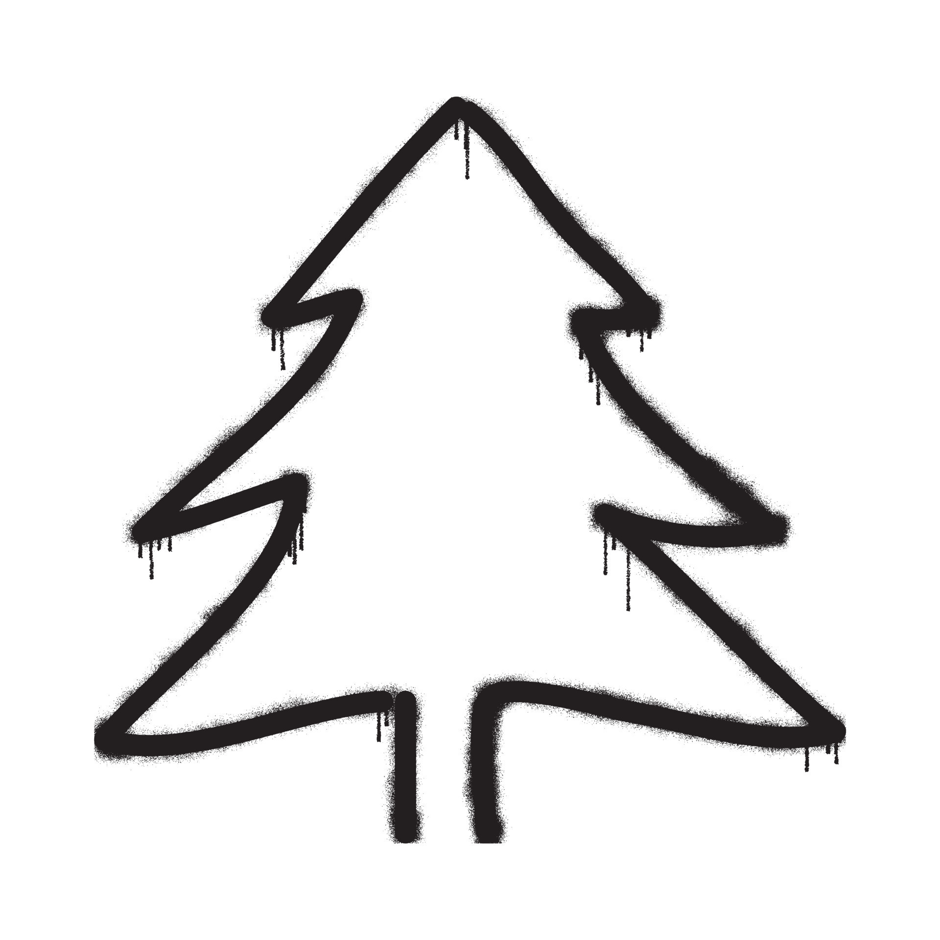 Stencil graffiti spruce tree with black spray paint 20898271 Vector Art