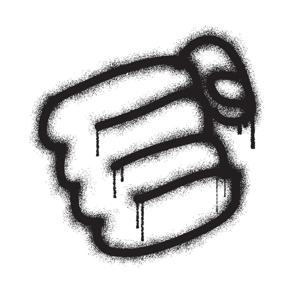 Graffiti illustration of the fist with black  Spray paint vector