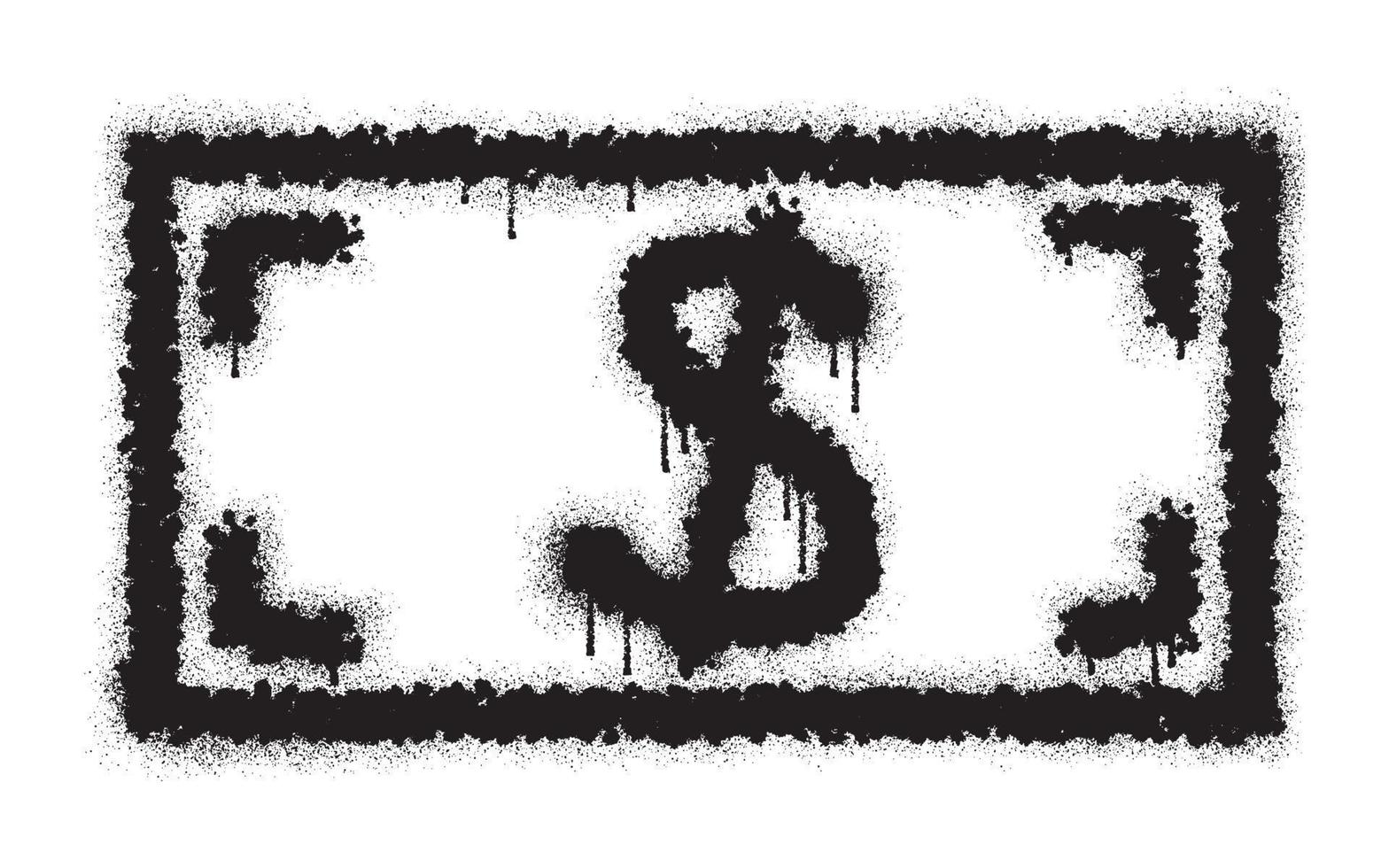 Dollar money symbol icon with black spray paint vector