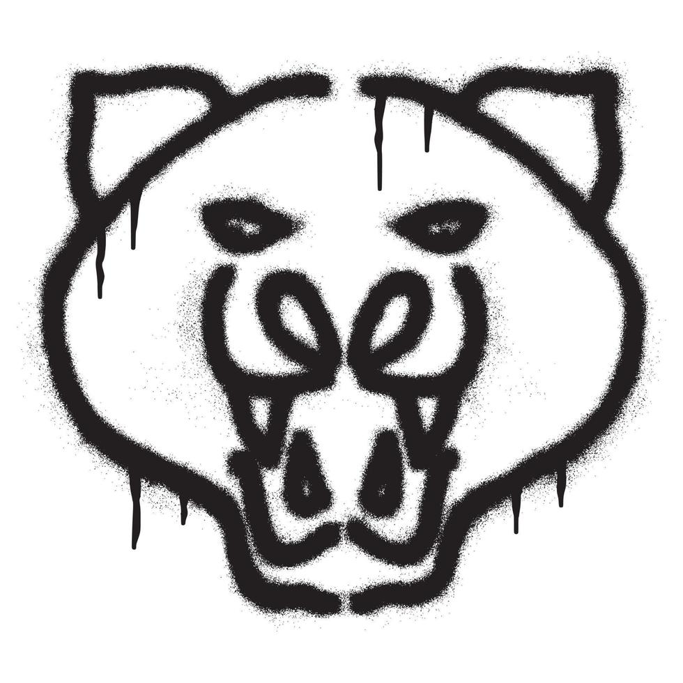 Tiger head graffiti with black spray paint. Vector illustration