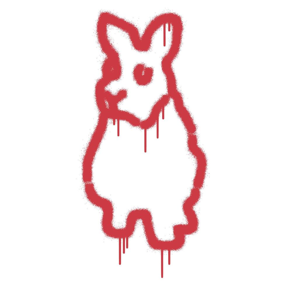 Rabbit graffiti with red spray paint. Vector illustration.