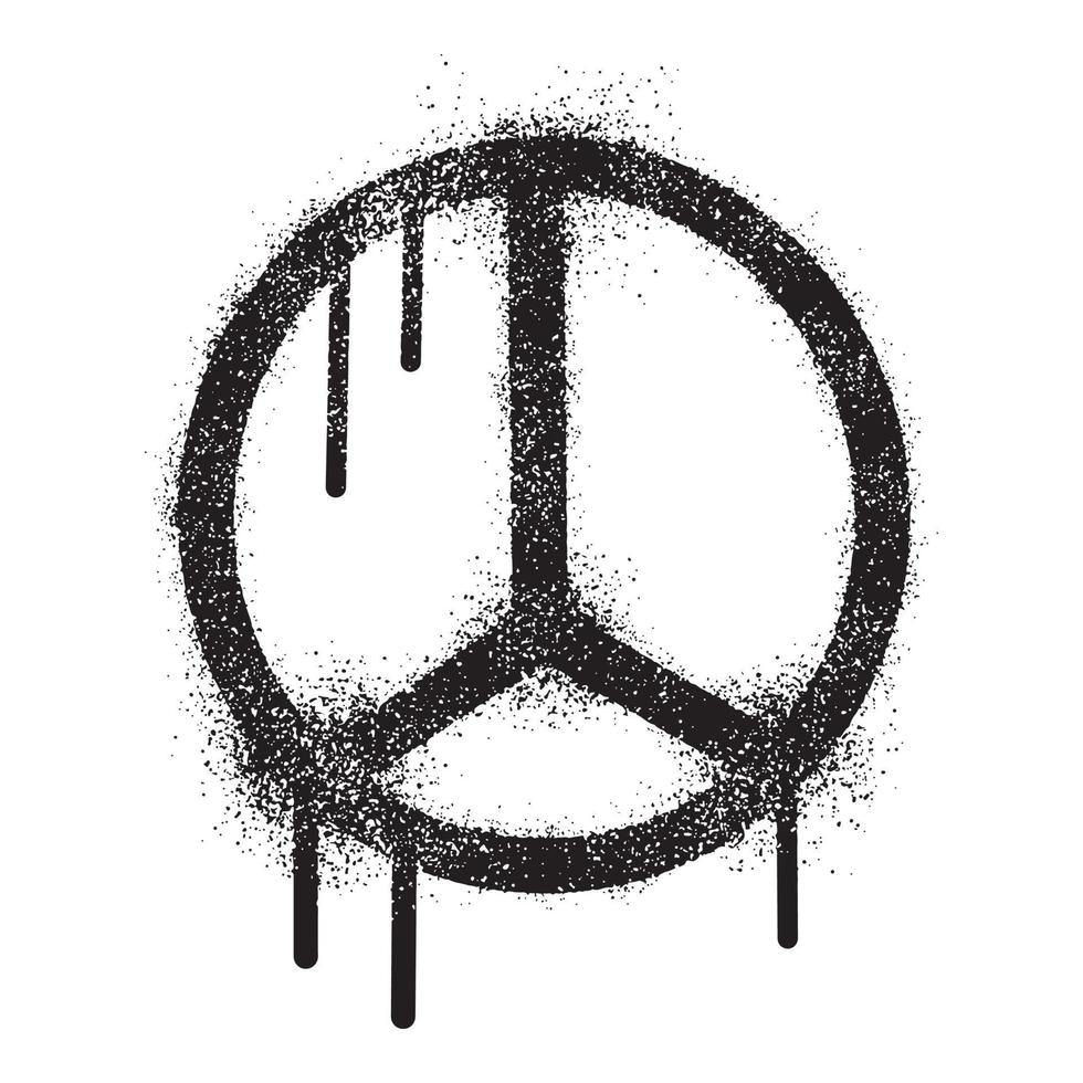 Graffiti peace symbol with black spray paint vector