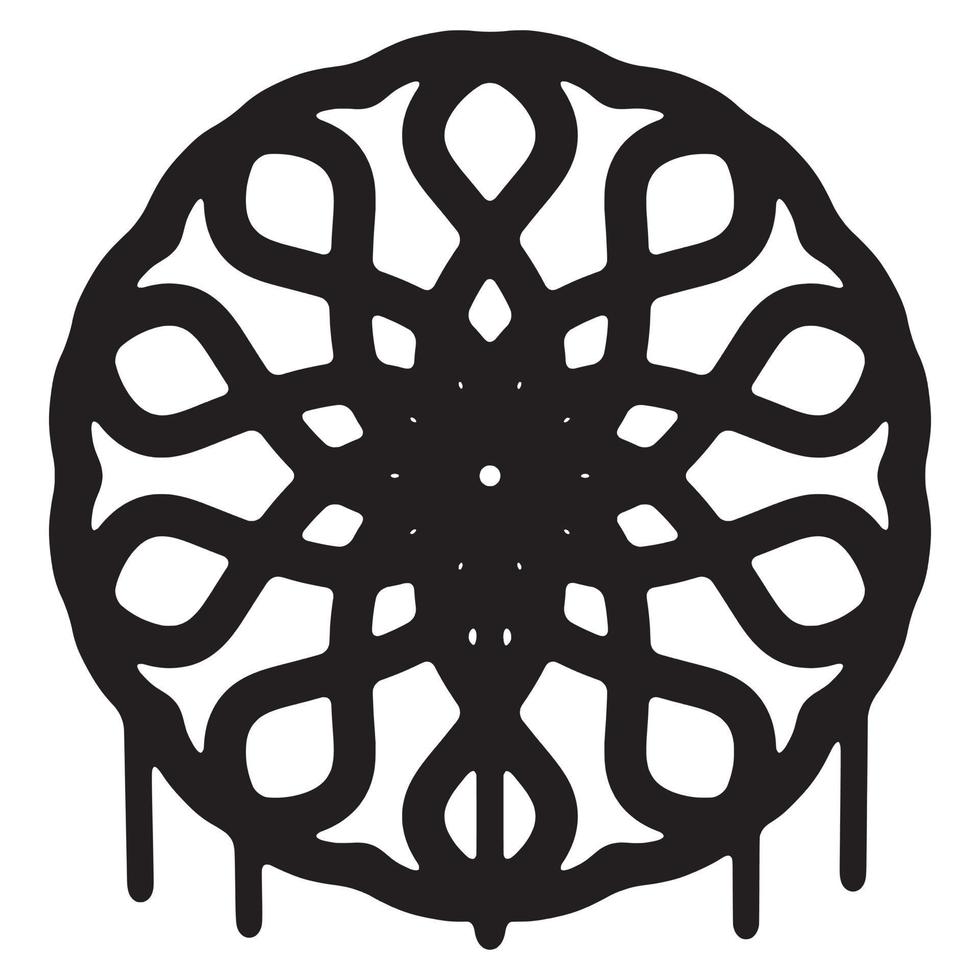 Abstract floral ornament graffiti Mandala pattern with black spray paint vector