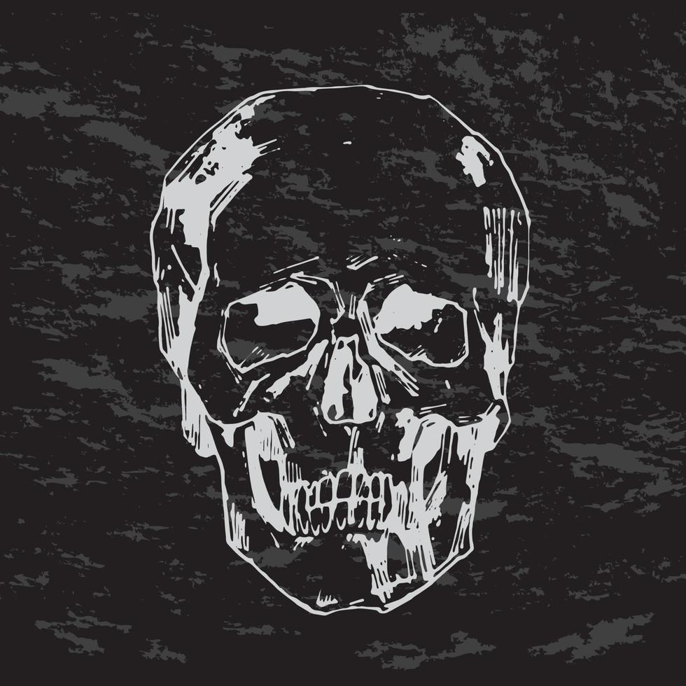 Hand-painted Human skull vector illustration at ink and chalk style