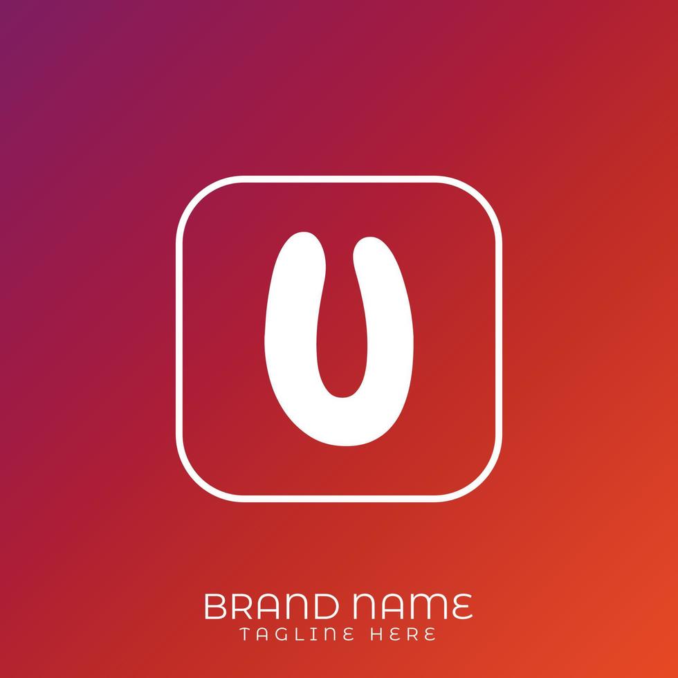 Letter U initial logo template, alphabet with gradient background vector