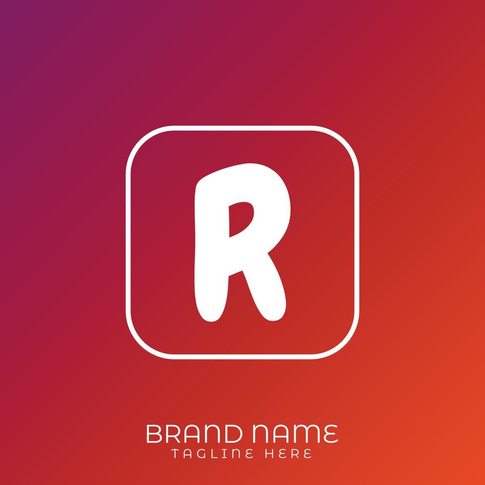 Letter R initial logo template, alphabet with gradient background vector