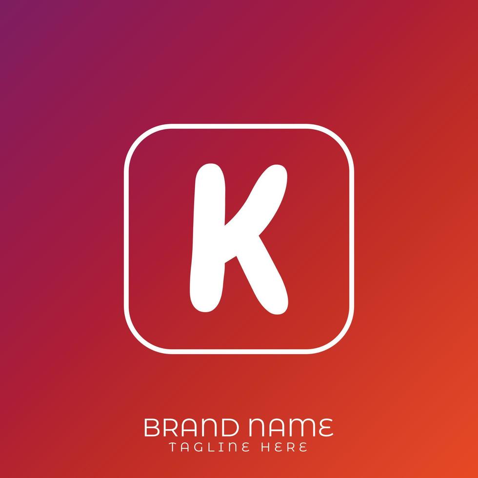 Letter K initial logo template, alphabet with gradient background vector