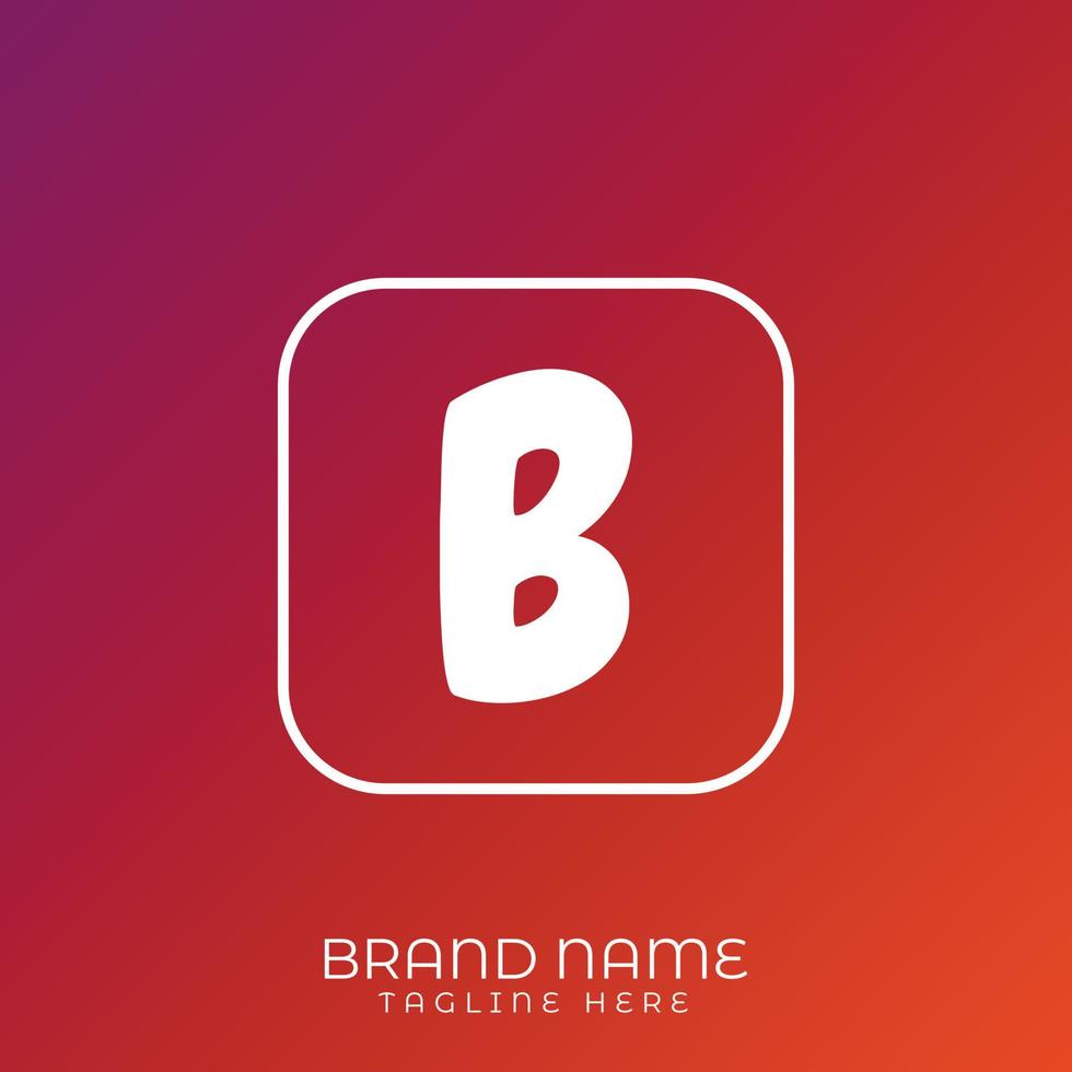 Letter B initial logo template, alphabet with gradient background vector