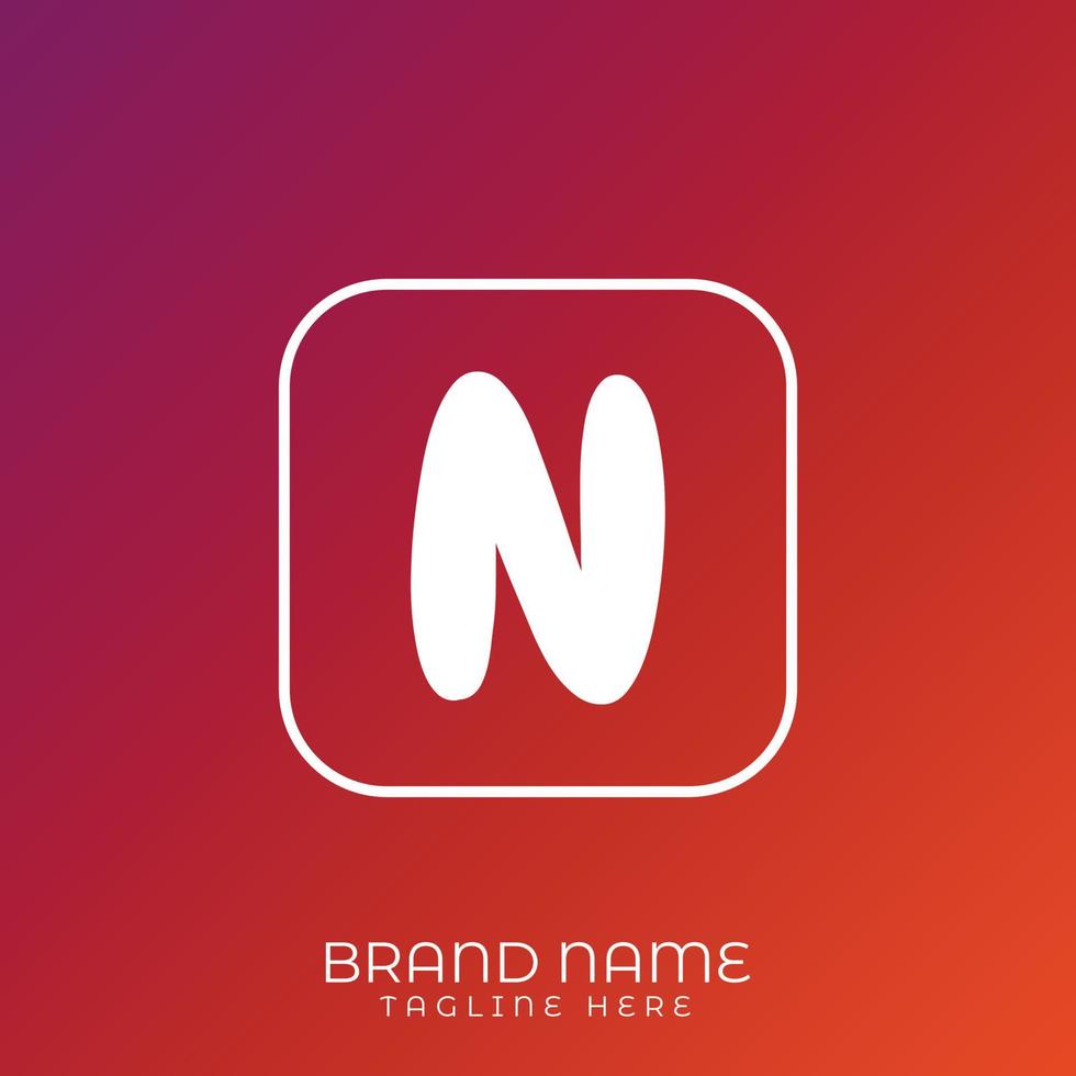 Letter N initial logo template, alphabet with gradient background vector