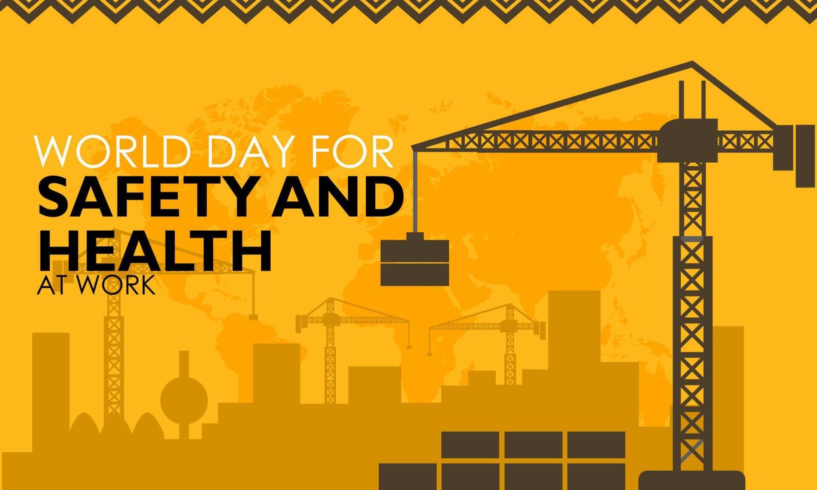 World Day for Safety and Health at Work. Work safety awareness template for banner, card, background vector