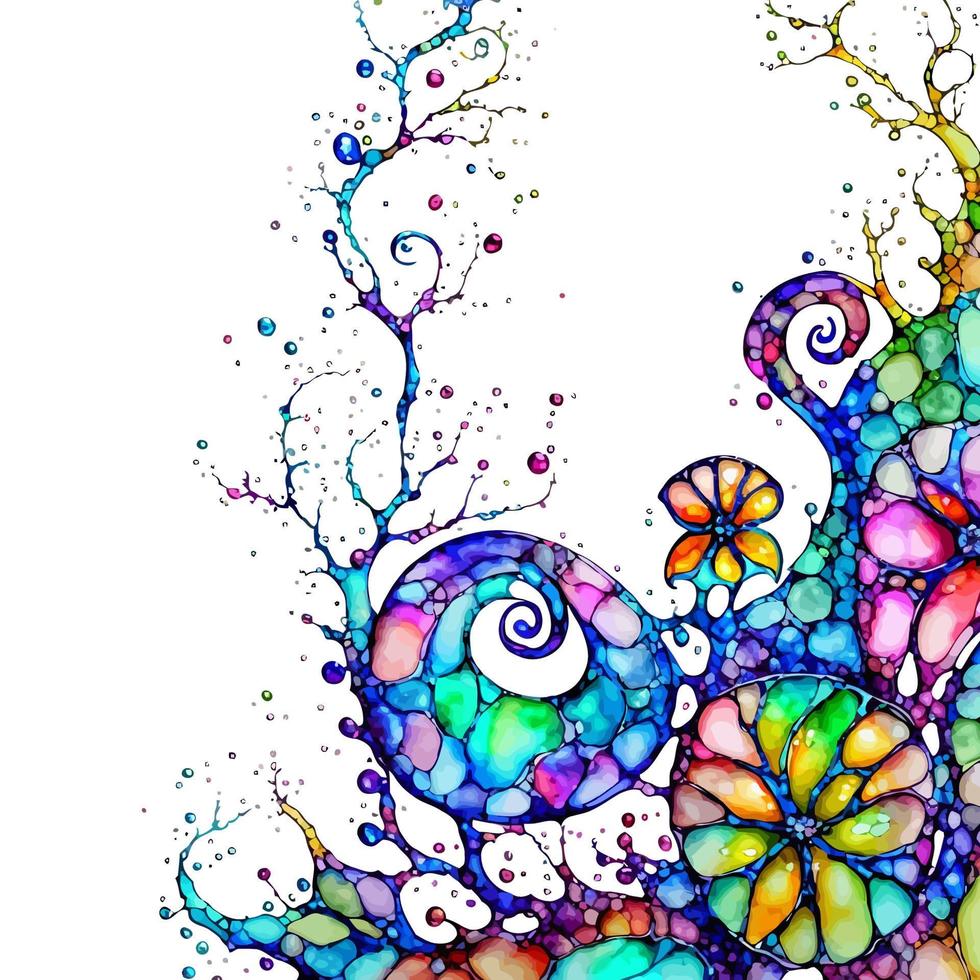 Blue Coral Abstract Alcohol Ink Border vector
