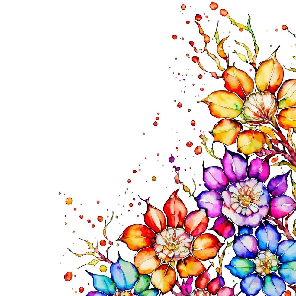 Alcohol Ink Floral Border Decoration vector